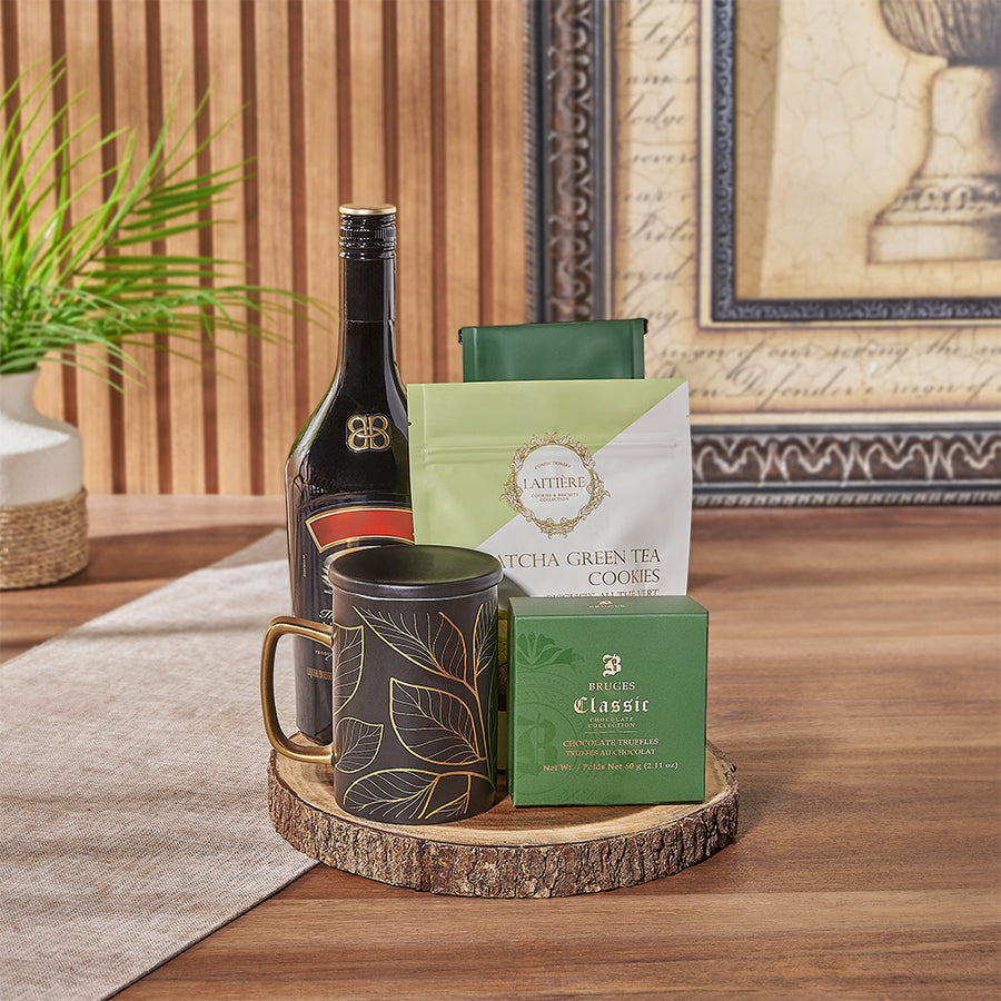 Celebrate any occasion in style with the Hillcrest Irish Coffee Gift Basket from Montreal Baskets - Montreal Delivery