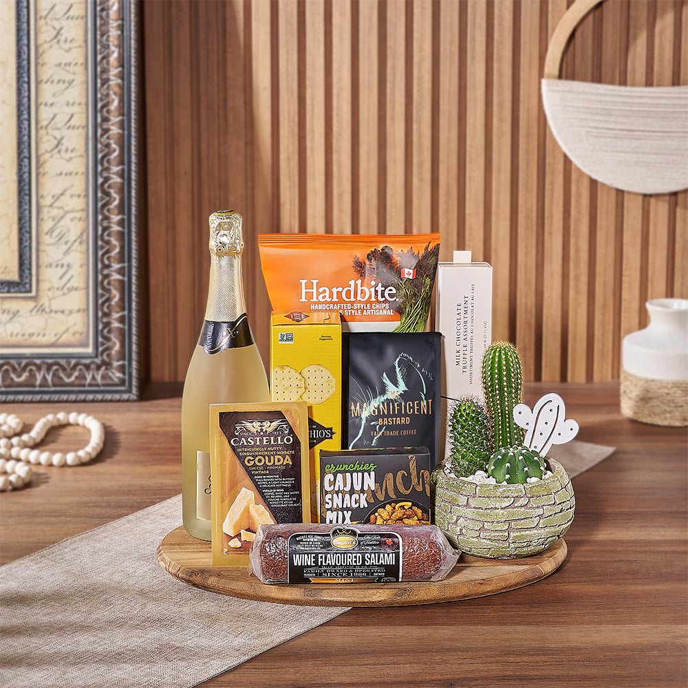 Sparkling Wine and Carrot Chips Basket – how the gift is presented