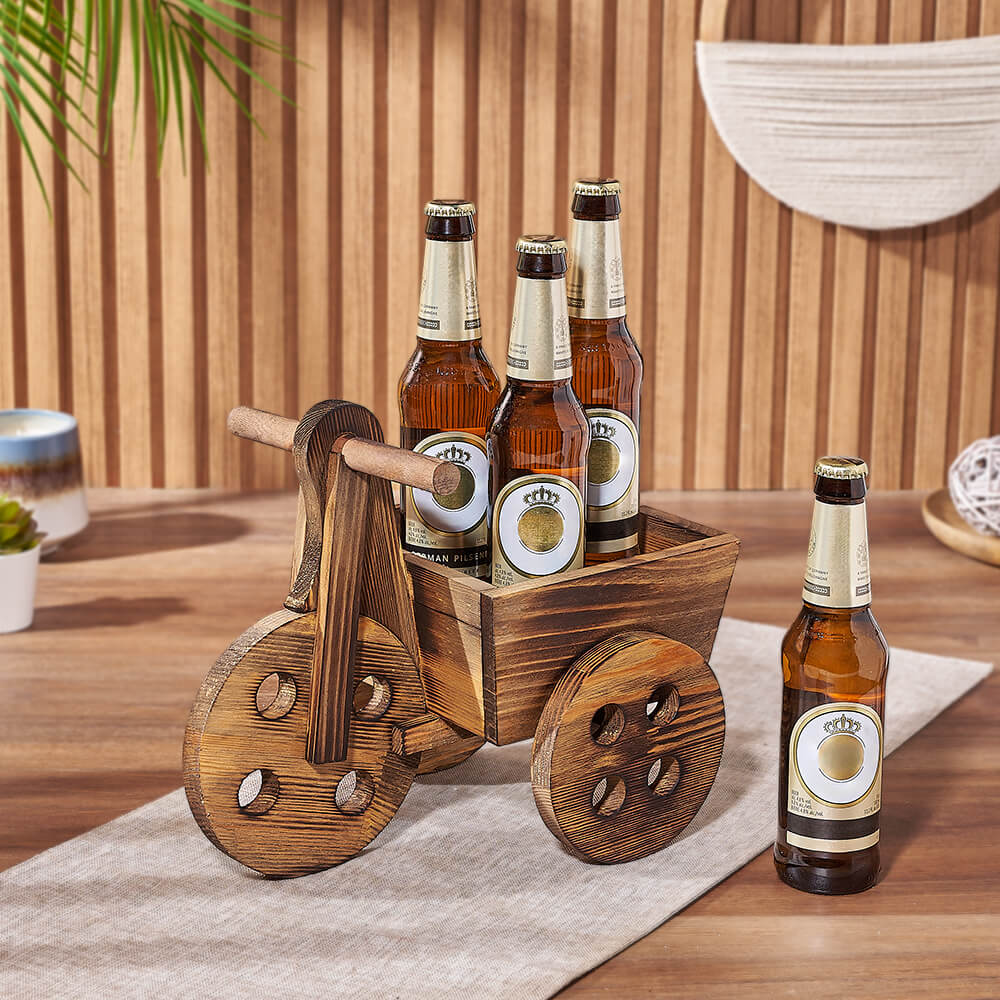 Four Bottle Beer Cart Gift – how the gift is presented