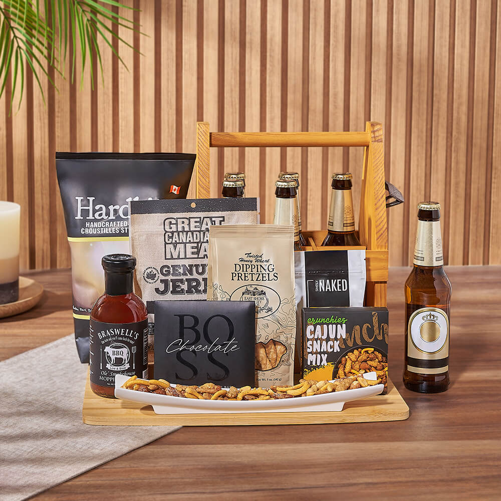 Beer Basket with Craft Snacks – how the gift is presented