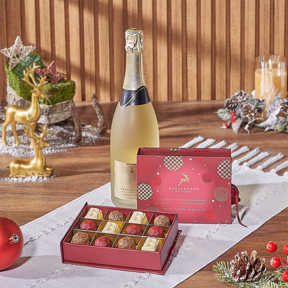 Bubbly Christmas Holiday Basket – how the gift is presented