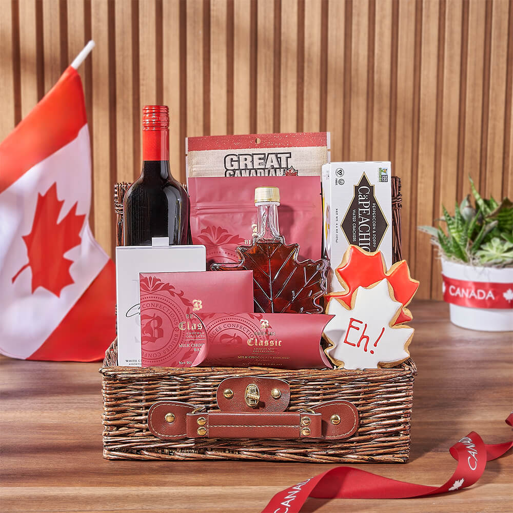 Canada Day Wine and Jerky Gift – how the gift is presented