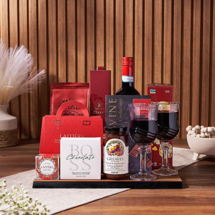 Chocolate Overload Gift Set with Wine from Montreal Baskets, wine gift, wine, chocolate gift, chocolate, Montreal Delivery
