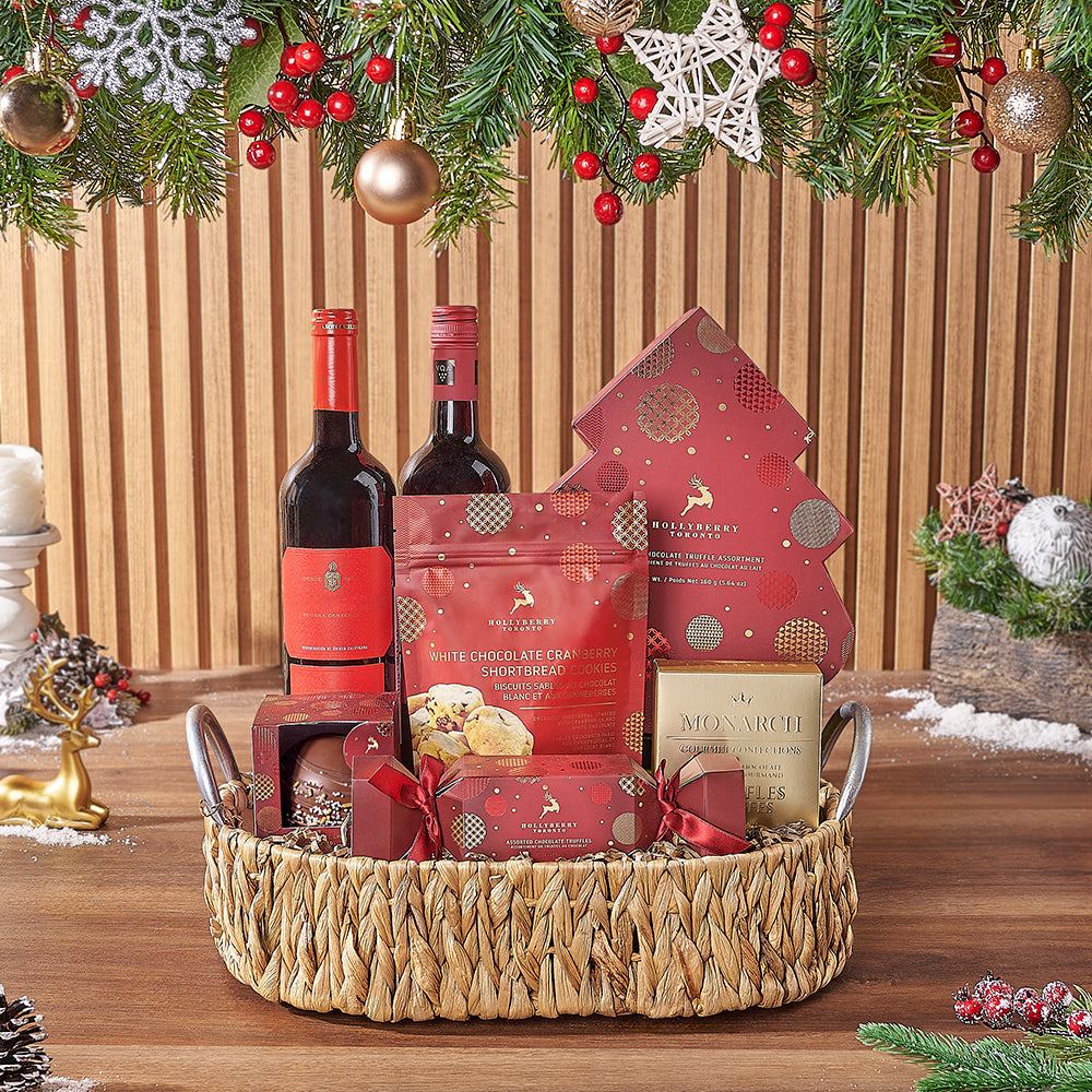 Christmas Decadence Wine Basket, wine gift, wine, chocolate gift, chocolate, Christmas gift, christmas, Montreal delivery Christmas Decadence Wine Basket, wine gift, wine, chocolate gift, chocolate, Christmas gift, christmas, Montreal delivery