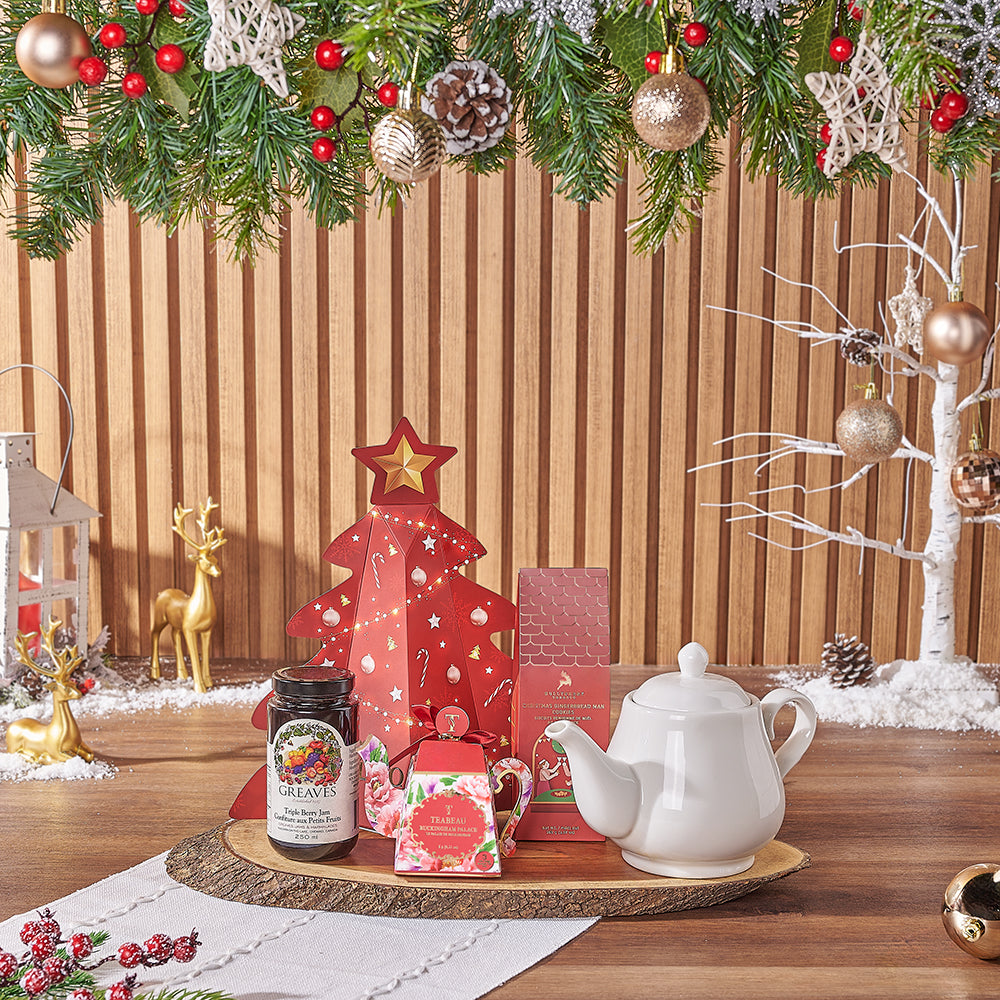 Christmas Tea Pot Treat Basket – how the gift is presented
