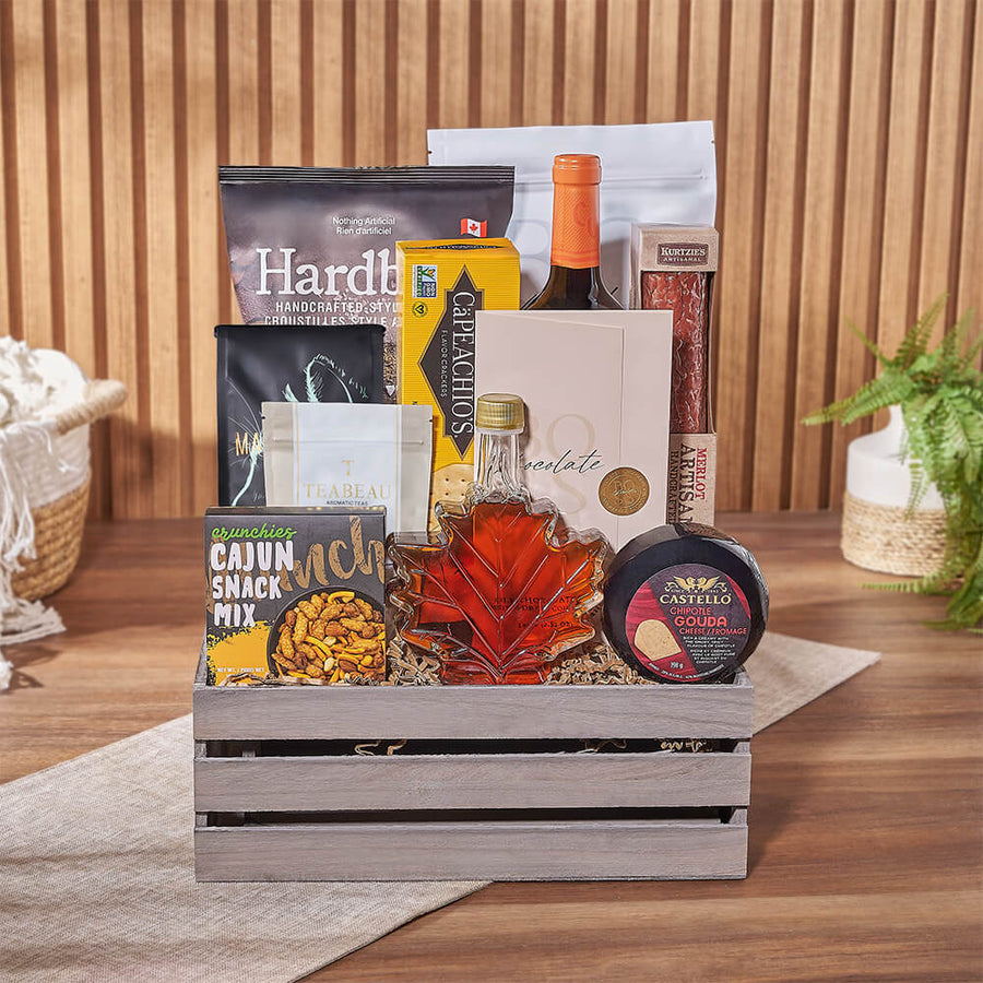 Crunch & Flavor Gourmet Feast, gourmet gift, gourmet, wine gift, wine, chocolate gift, chocolate, snack gift, snack, Montreal delivery