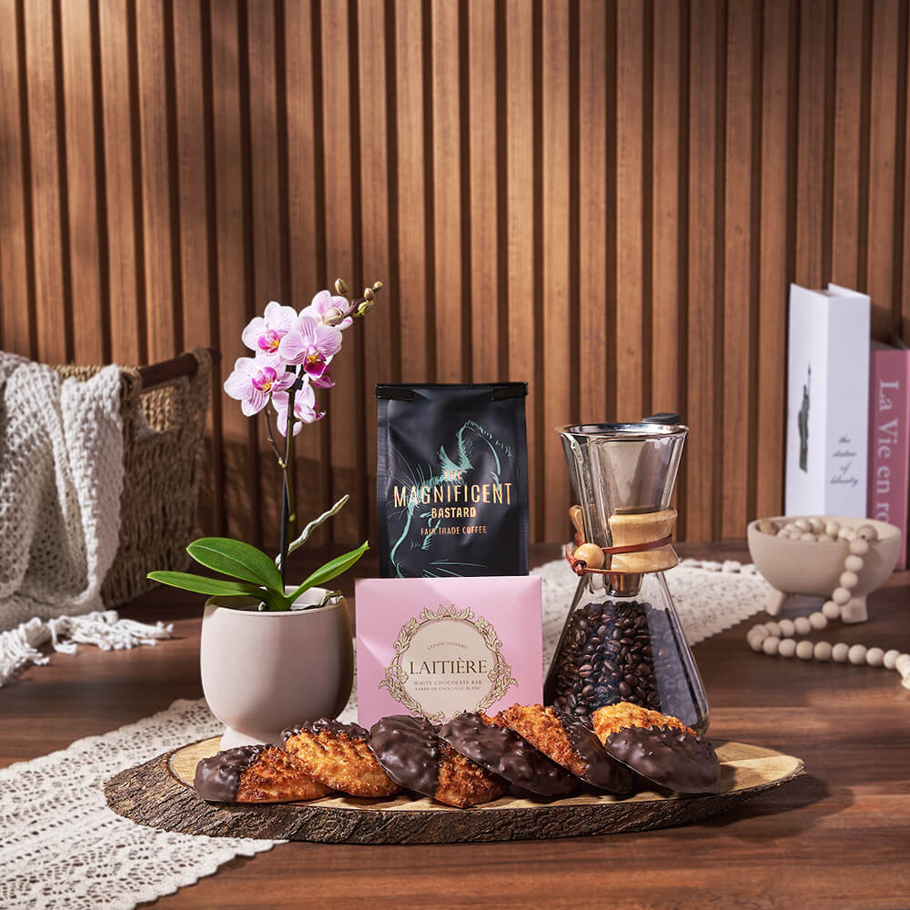 Davenport Coffee & Macaroons Basket, coffee gift, coffee, cookie gift, cookie, plant gift, plant, macaroon gift, macaroon, Montreal delivery Davenport Coffee & Macaroons Basket, coffee gift, coffee, cookie gift, cookie, plant gift, plant, macaroon gift, macaroon, Montreal delivery