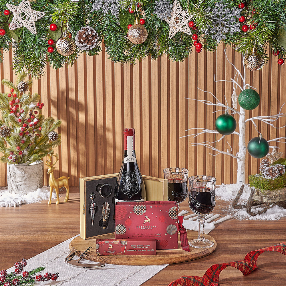 Deluxe Yuletide Wine Serving Gift – how the gift is presented