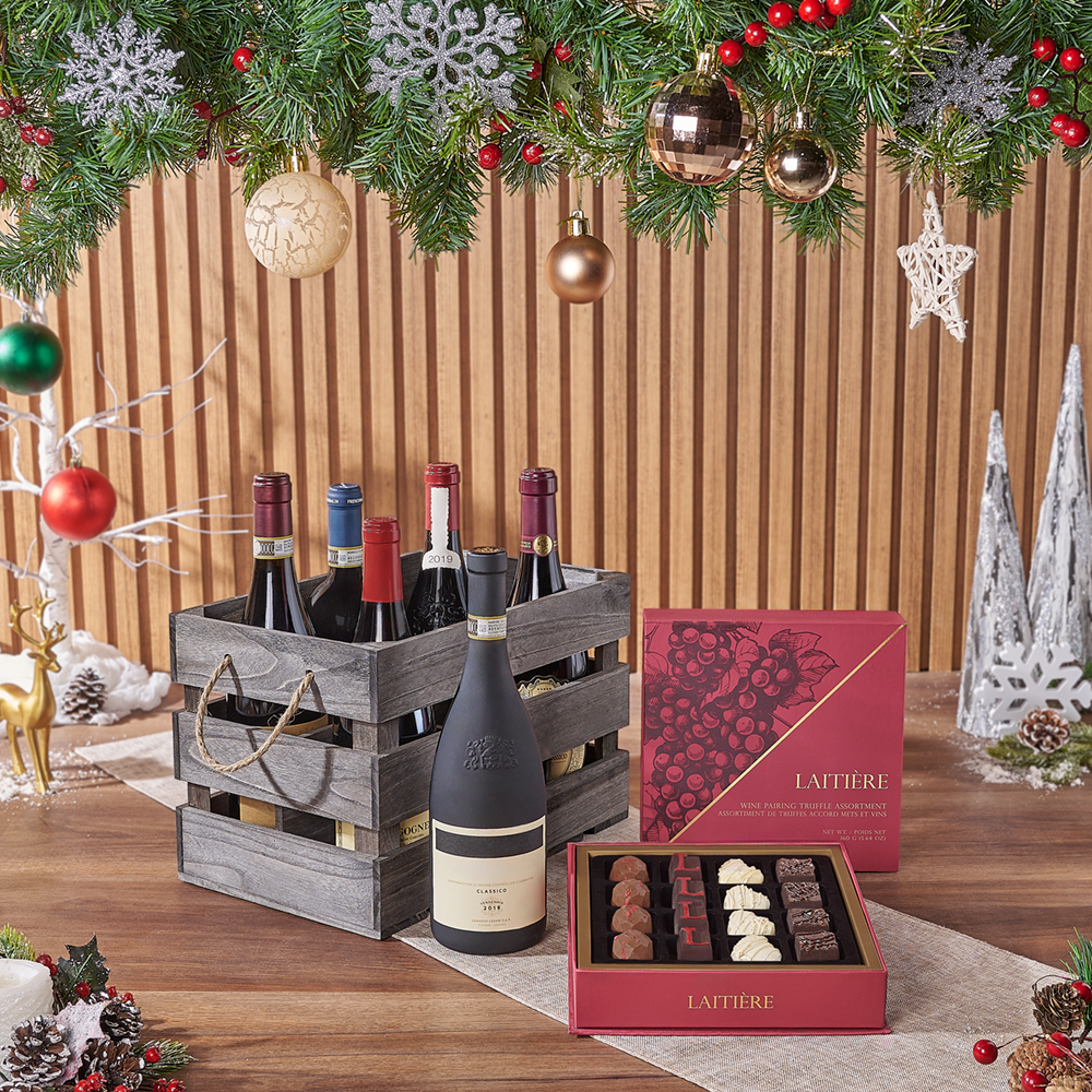 Rustic Crate with Six Vintage Wines – how the gift is presented