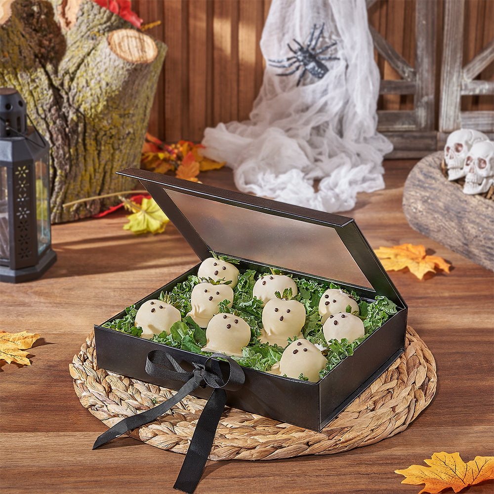 White Chocolate Ghost Strawberries Box – how the gift is presented