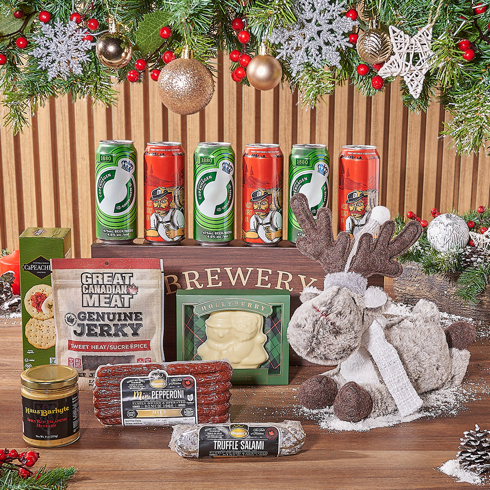 Craft Beer and Savory Christmas Basket – how the gift is presented