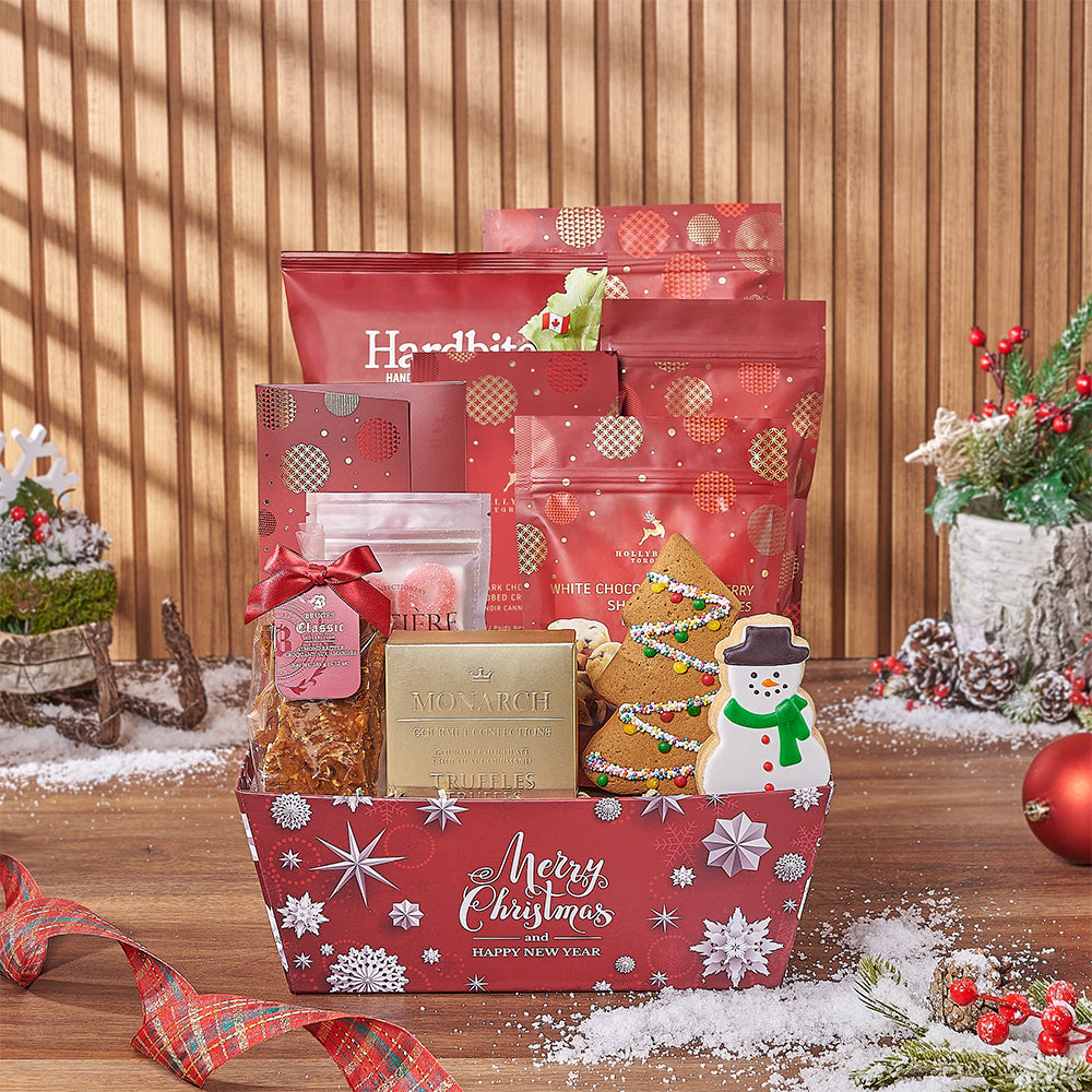 Holiday Cozy Classics Treat Basket – how the gift is presented
