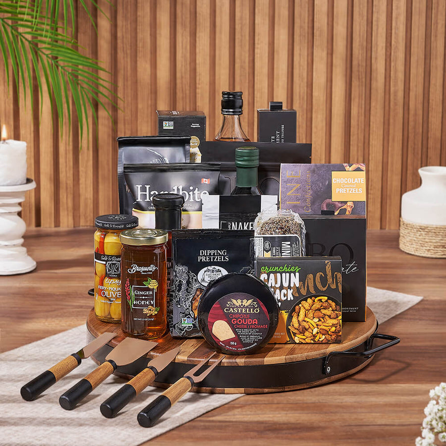 Liquor & Cheese Platter Gift Set, liquor gift, liquor, coffee gift, coffee, charcuterie gift, charcuterie, Montreal delivery