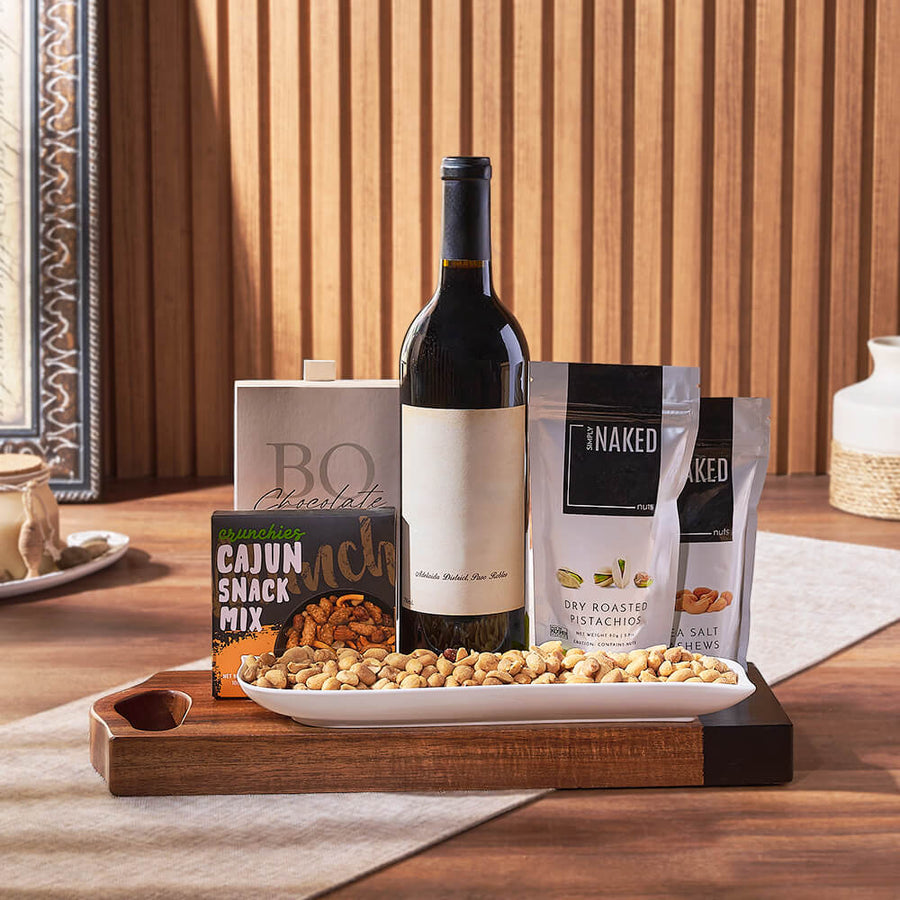 Nutty Surprise Wine Gift Basket, wine gift, wine, nuts gift, nuts, snack gift, snack, Montreal delivery