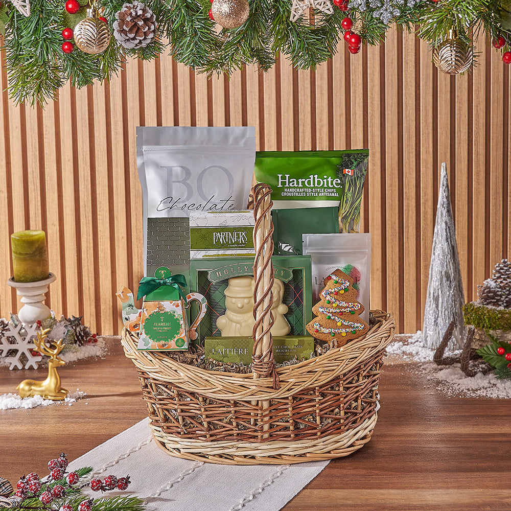 Rustic Holiday Gift Basket with Sweet and Savory Treats – how the gift is presented