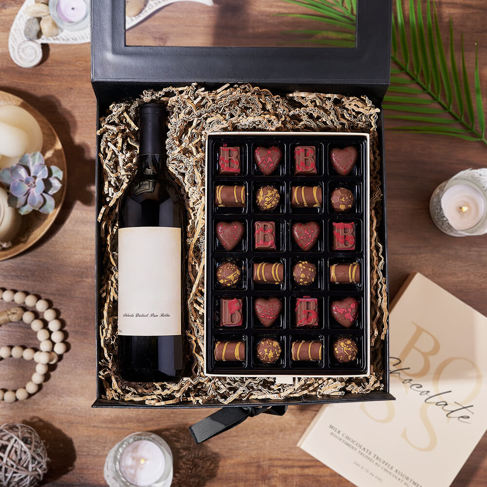 Scrumptious Wine Gift Box, wine gift, wine, chocolate gift, chocolate, Montreal delivery Scrumptious Wine Gift Box, wine gift, wine, chocolate gift, chocolate, Montreal delivery