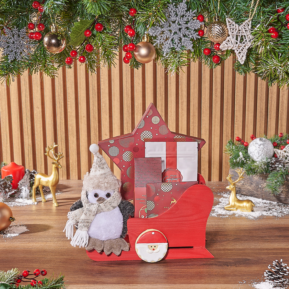 Christmas Plush and Chocolate Treat Basket – how the gift is presented
