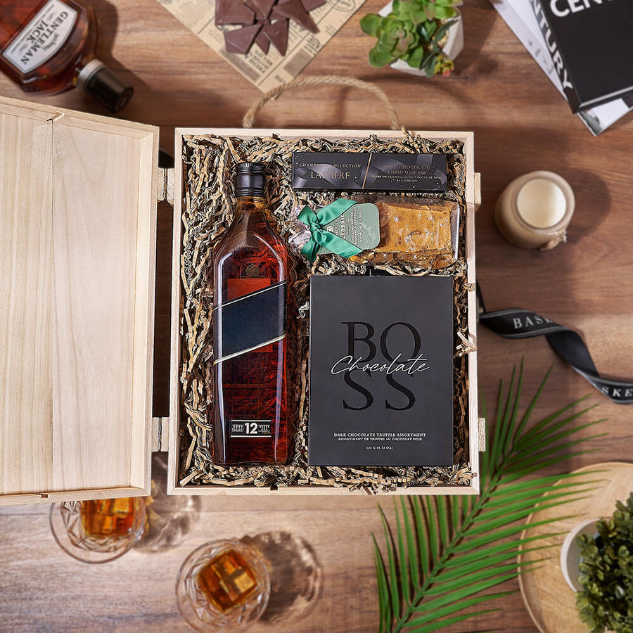 Sweet Things & Liquor Gift Box, liquor gift, liquor, chocolate gift, chocolate, Montreal delivery