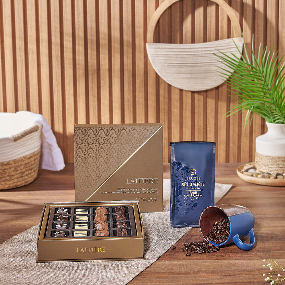 Coffee Gift Basket with Two-Tone Mug – how the gift is presented