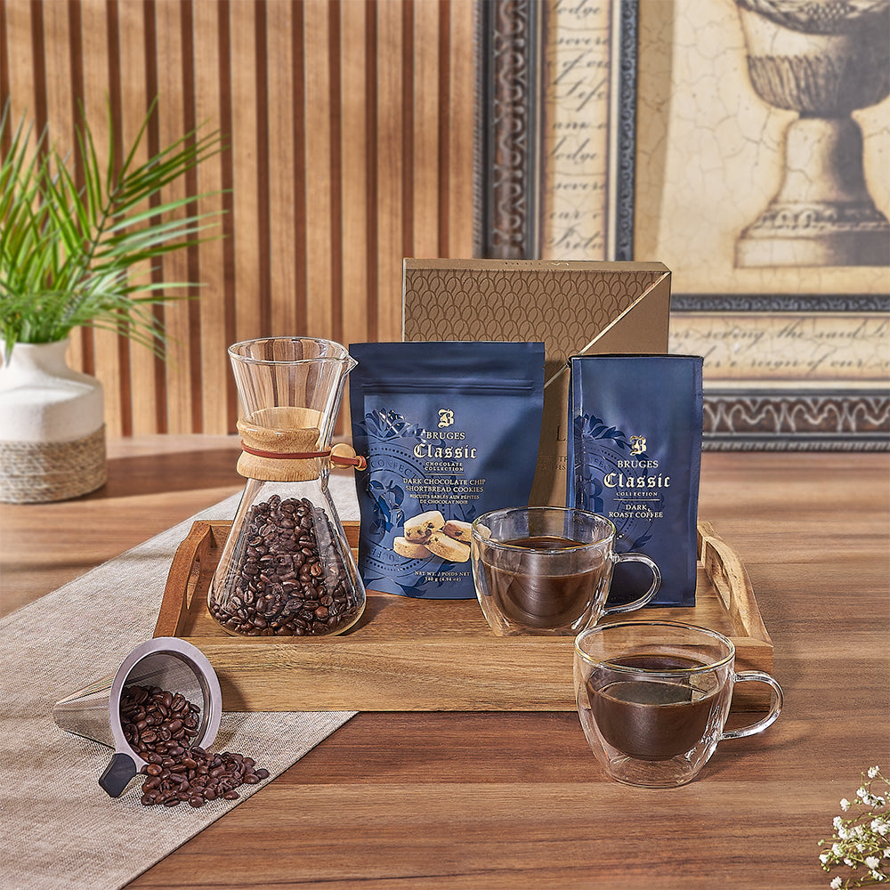 Delight any coffee aficionado with the Forest Hill Coffee & Snack Tray - Montreal Baskets