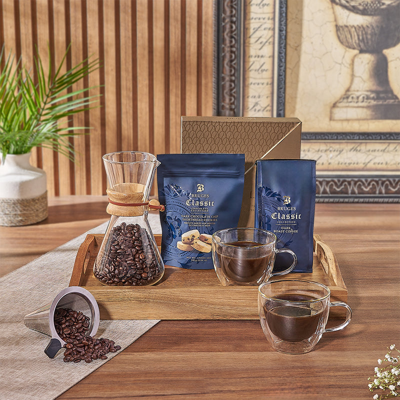 Delight any coffee aficionado with the Forest Hill Coffee & Snack Tray - Montreal Baskets