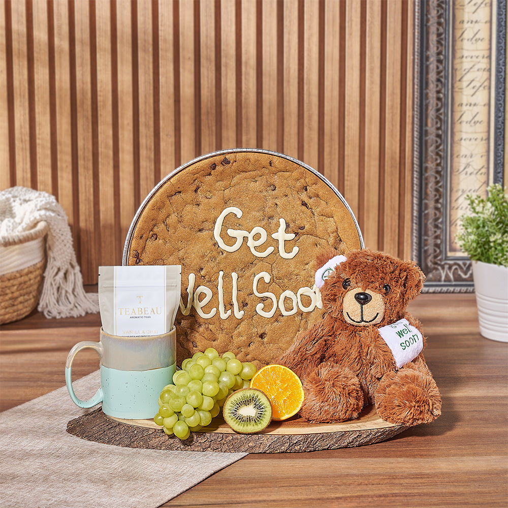 Get Well Soon Cookie Cake Gift Set! Perfect for cheering up anyone who needs a little extra love - Montreal Baskets