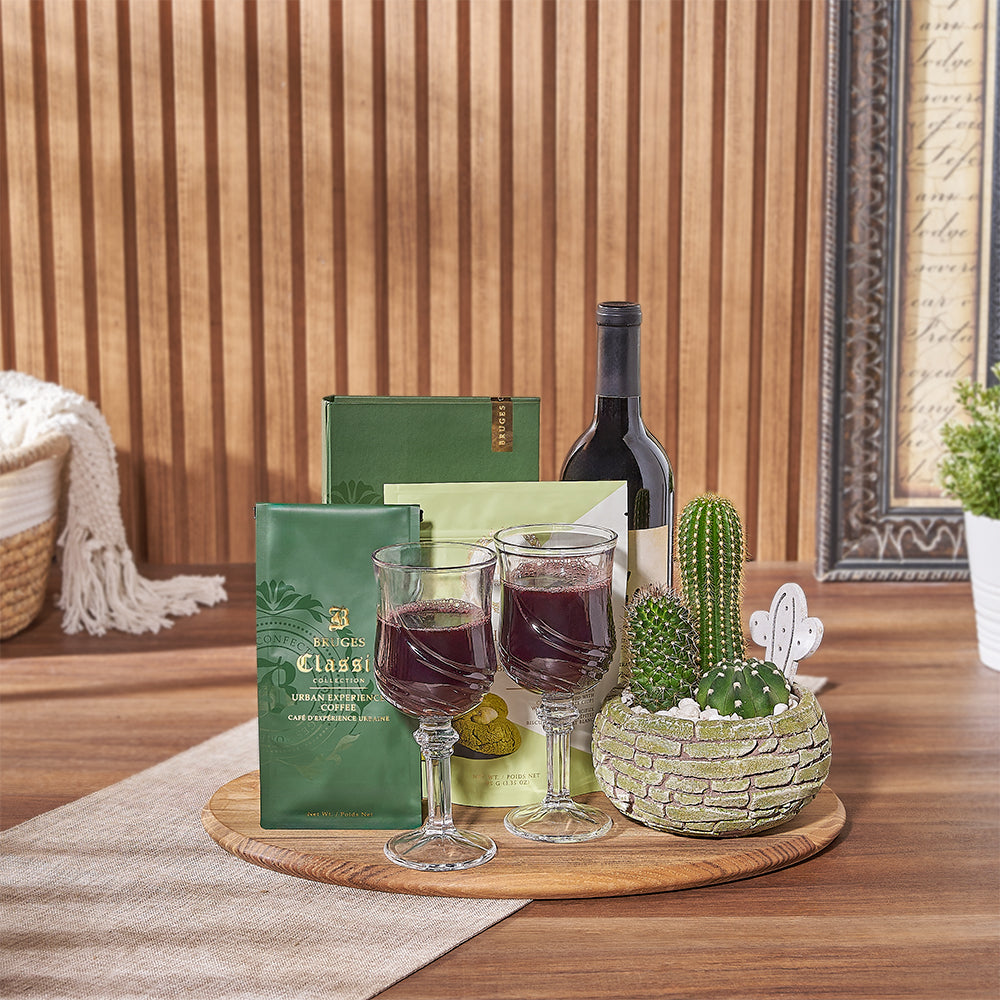 Red Wine Basket with Coffee – how the gift is presented