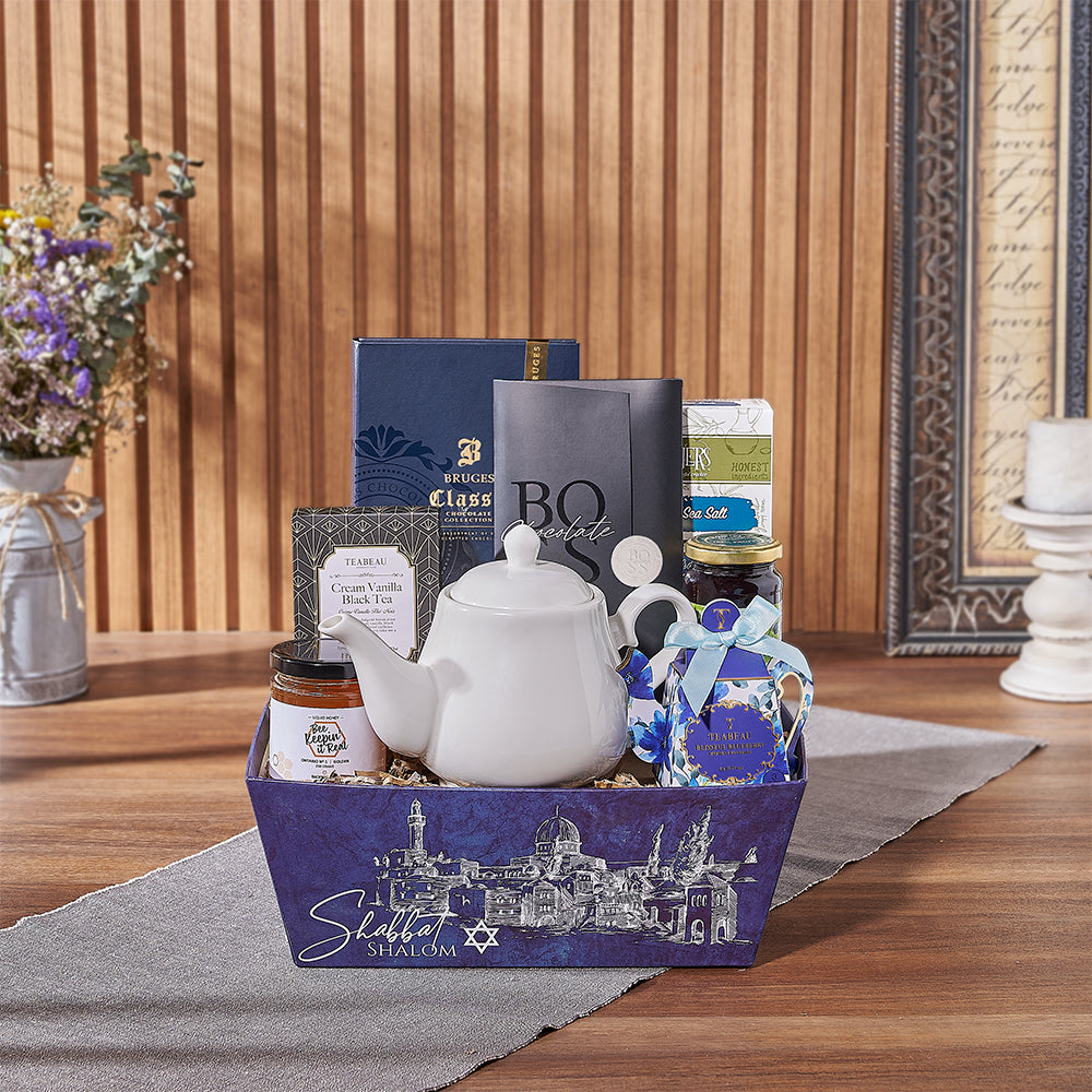 With the Cozy Kosher Tea &amp;amp; Chocolate Gift Tray, is a wonderful way to treat someone special, Montreal delivery 