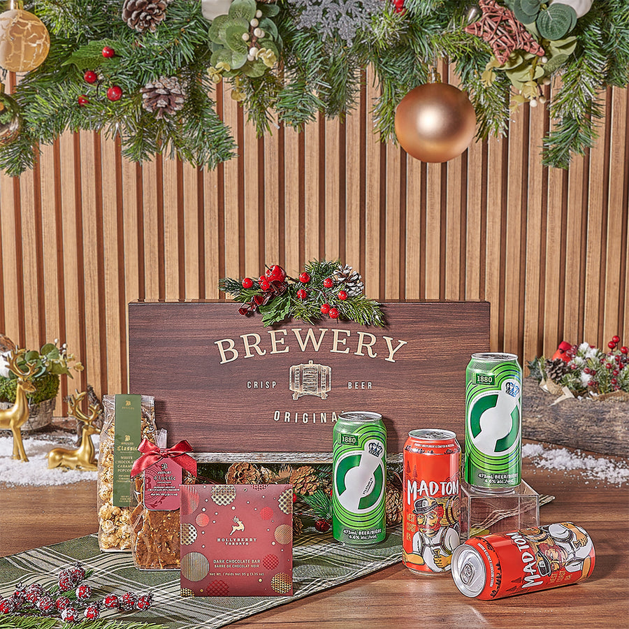 A Beer with Santa Gift Basket, beer gift, beer, christmas gift, christmas, chocolate gift, chocolate, Montreal delivery