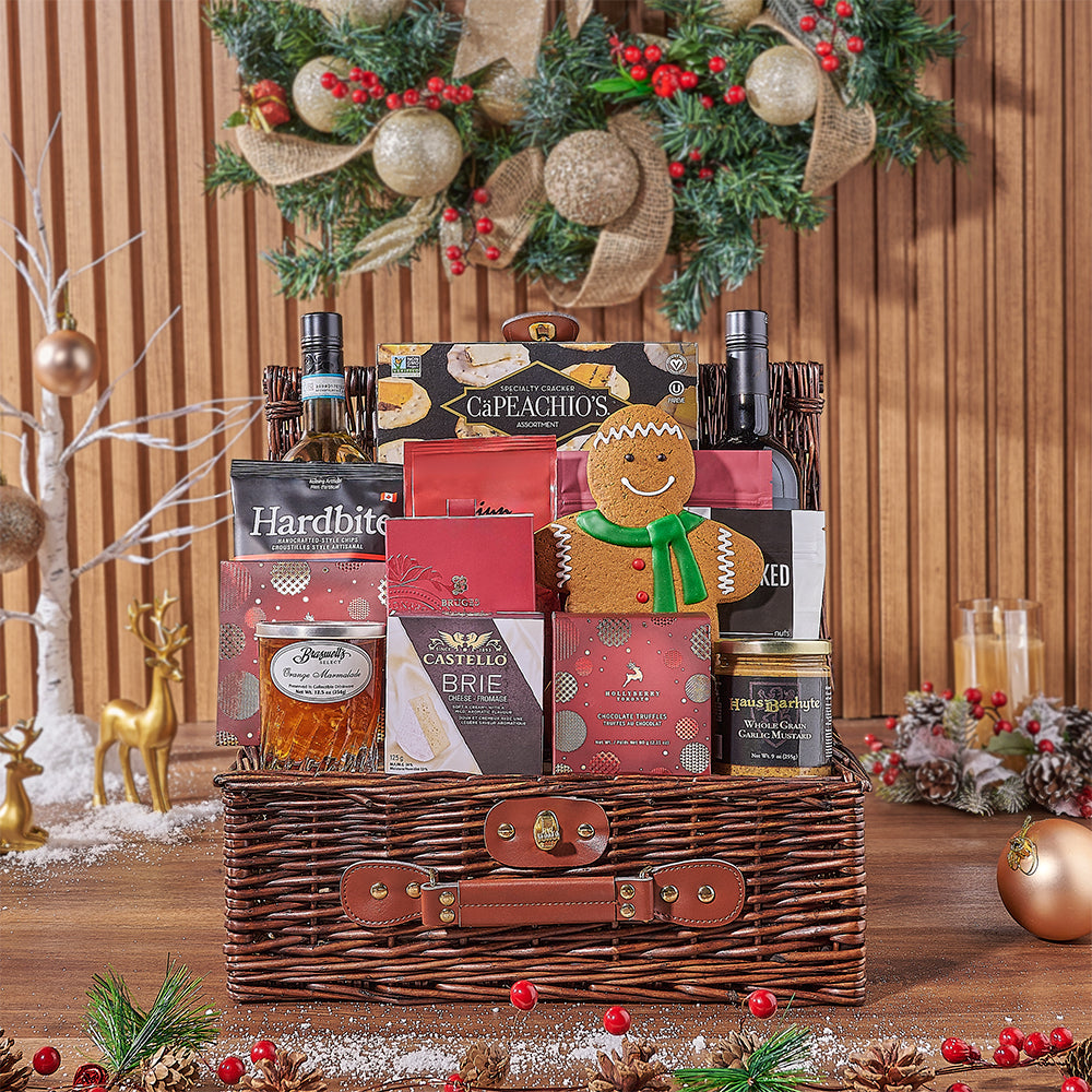 Ample Holiday Wine &amp; Treats Basket, christmas gift, christmas, wine gift, wine, holiday gift, holiday, Montreal delivery