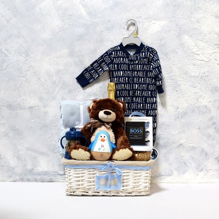 Baby Boy’s Flip N Sip Gift Set With Champagne from Montreal Baskets - Montreal Delivery