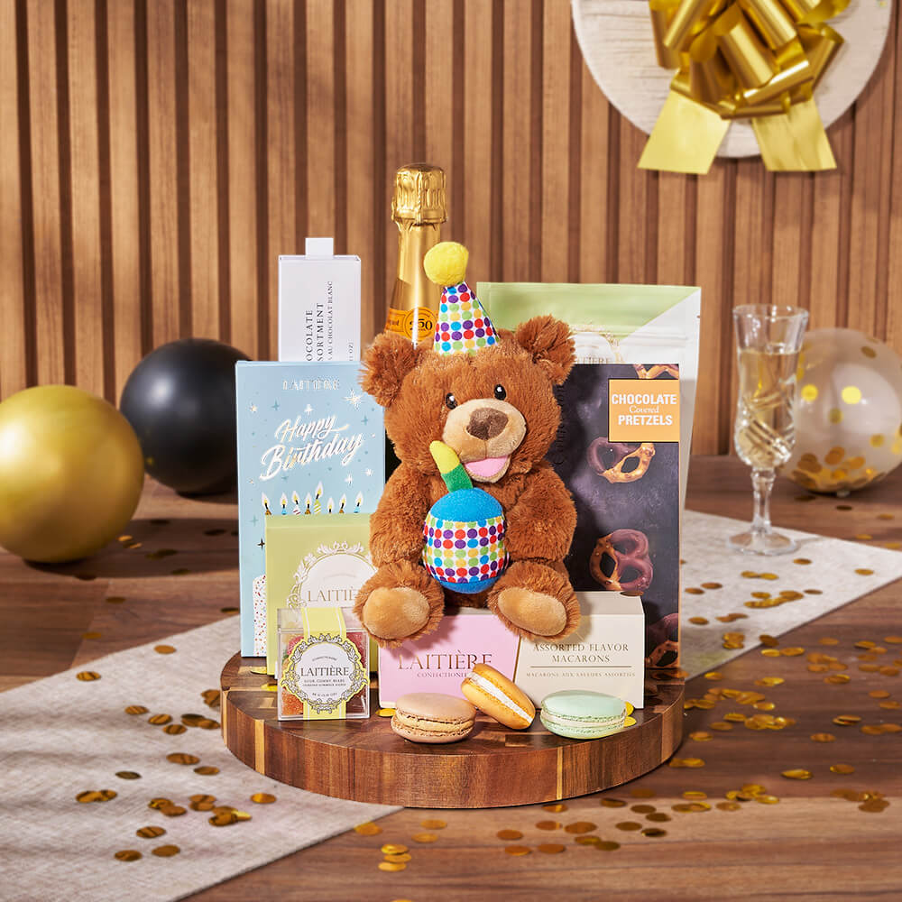 Birthday Joy Champagne Set, birthday gift, birthday, champagne gift, champagne, sparkling wine gift, sparkling wine, chocolate gift, chocolate, Montreal delivery