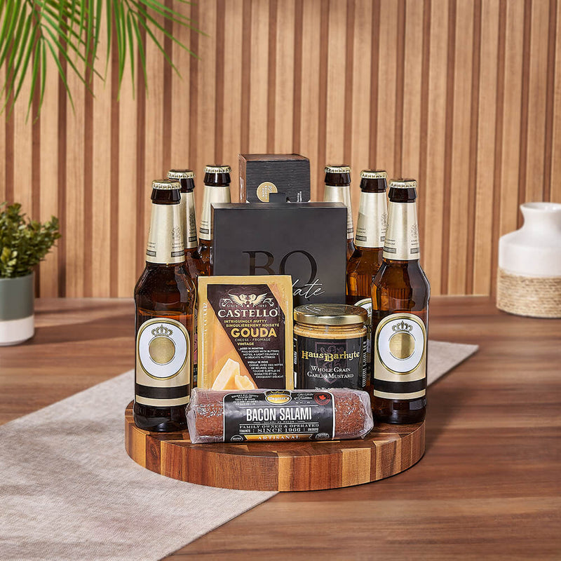 Brockton Beer & Snacks Basket, beer gift, beer, charcuterie gift, charcuterie, Montreal delivery