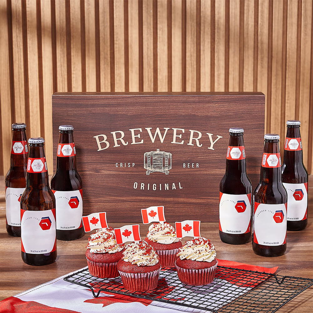 Canada Day Brew &amp; Cupcake Gift, beer gift, beer, canada day gift, canada day, cupcake gift, cupcake, Montreal delivery