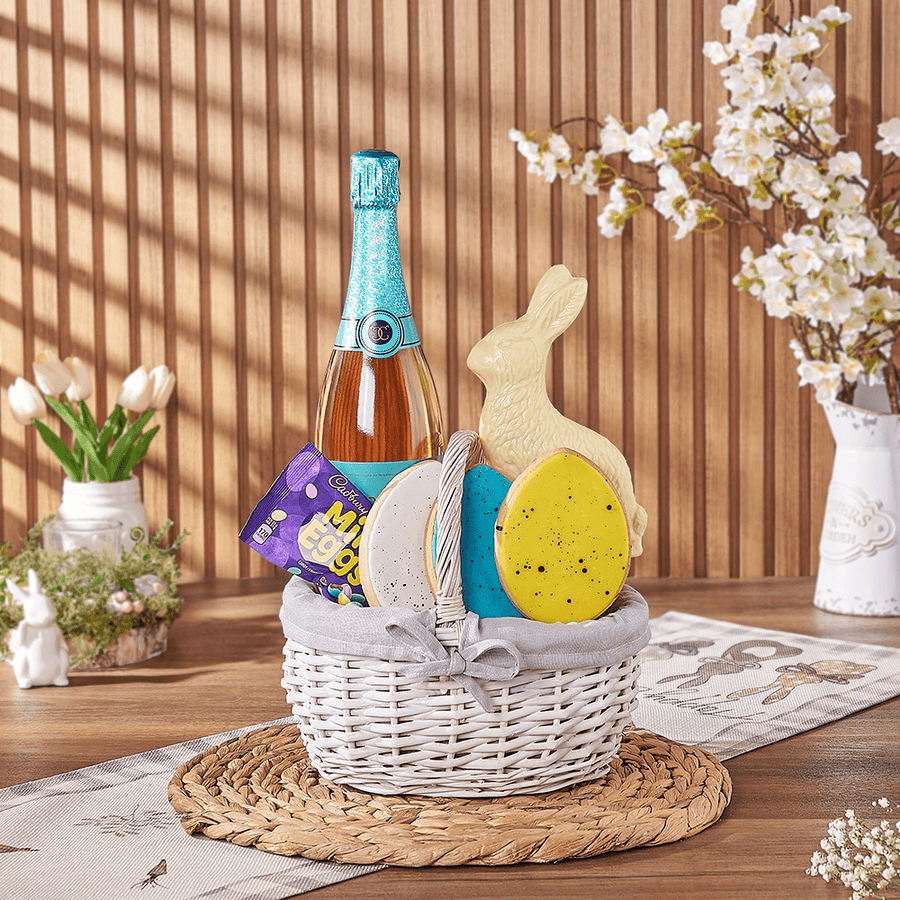 Champagne Easter Basket, easter gift, easter, champagne gift, champagne, sparkling wine gift, sparkling wine, chocolate gift, chocolate, Montreal delivery