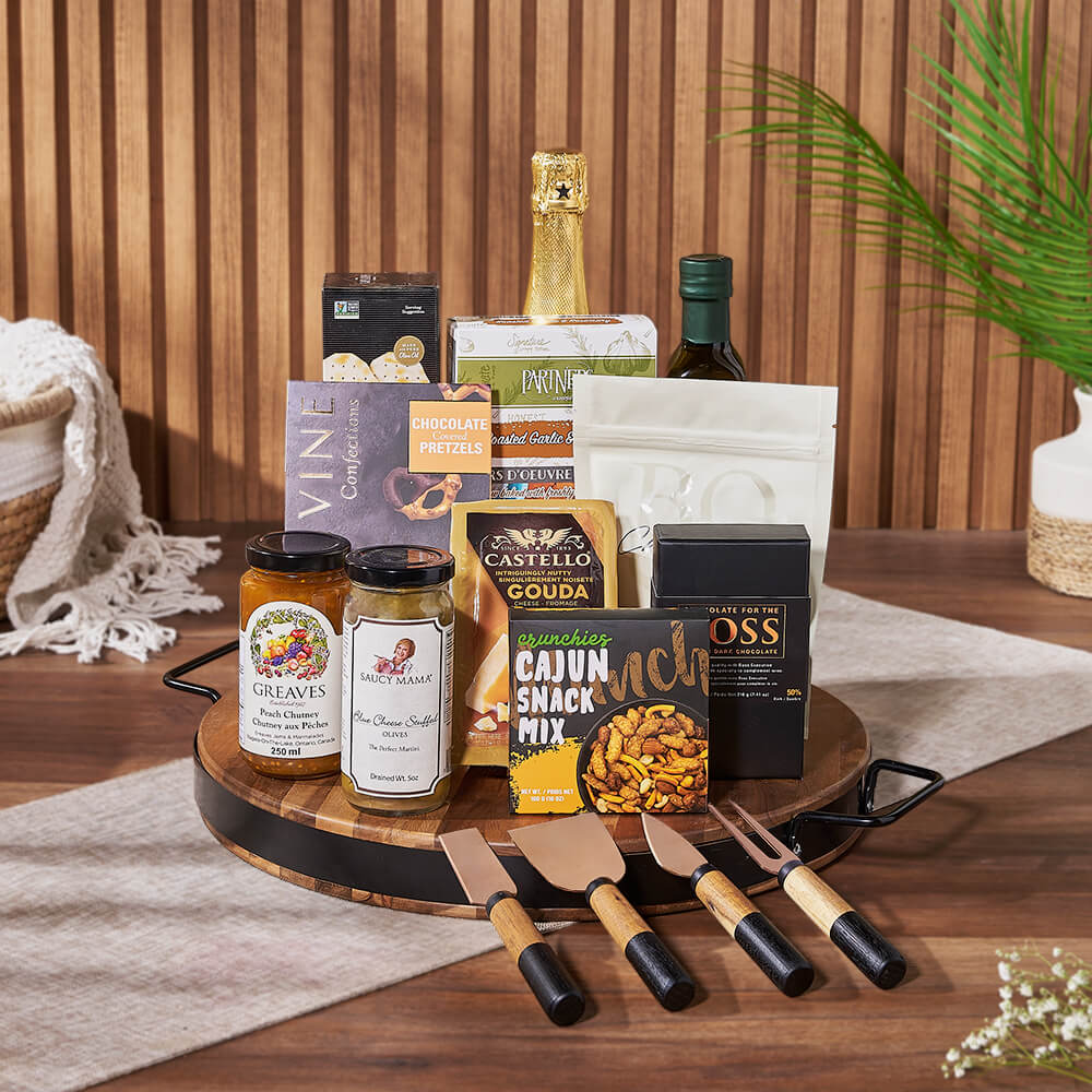 Champagne &amp; Cheese Platter Gift Set, champagne gift, champagne, sparkling wine gift, sparkling wine, cheese board gift, cheese board, Montreal delivery