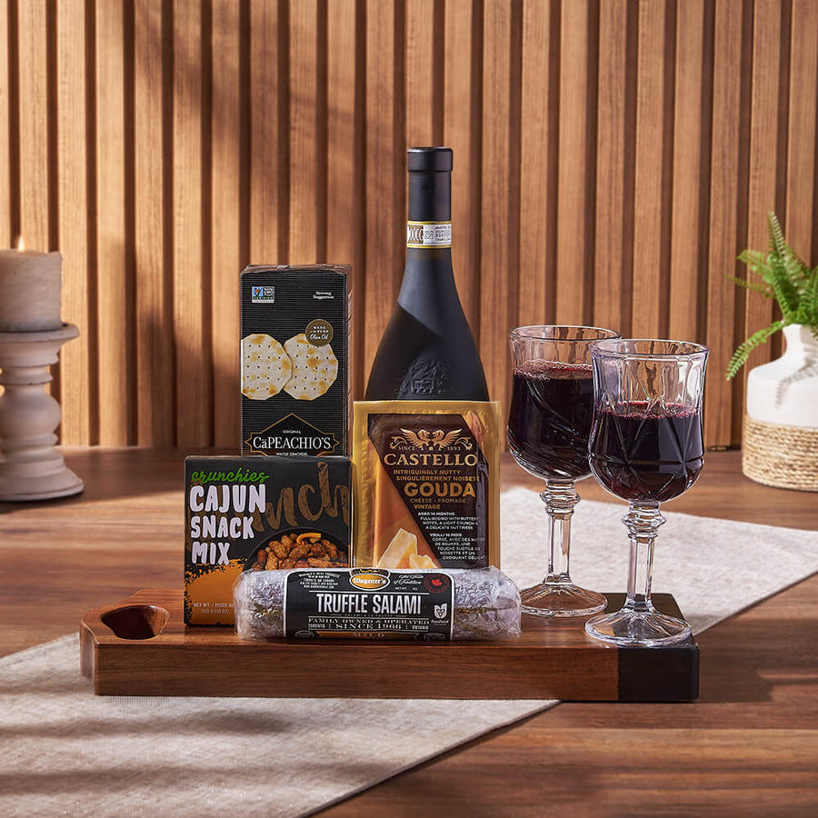 Charcuterie & Wine Gift Basket, wine gift, wine, cheese gift, cheese, charcuterie gift, charcuterie, Montreal delivery