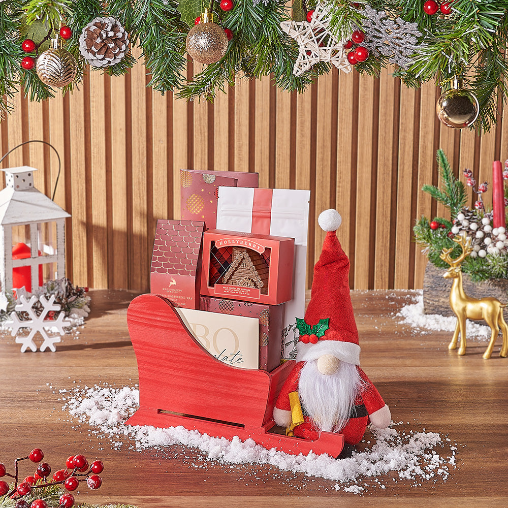 Chocolate Truffles &amp; Christmas Sleigh Basket, christmas gift, christmas, chocolate gift, chocolate, Montreal delivery