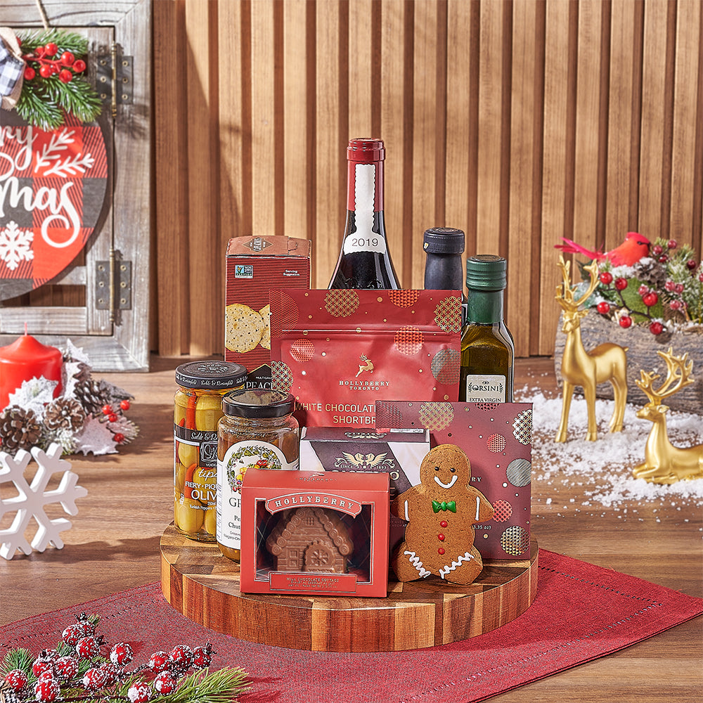 Christmas Chocolate &amp; Wine Gift Board, wine gift, wine, christmas gift, christmas, holiday gift, holiday, Montreal delivery