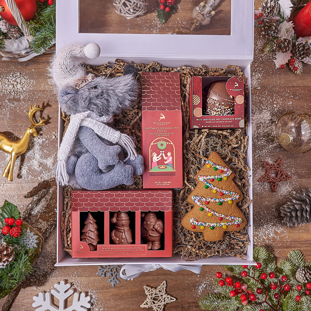 Christmas Hot Cocoa &amp; Treats Basket, christmas gift, christmas, chocolate gift, chocolate, cookie gift, cookie, Montreal delivery