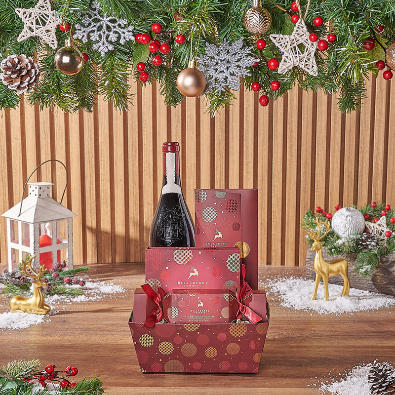 Christmas Morning Wine Gift Set, christmas gift, christmas, wine gift, wine, chocolate gift, chocolate, Montreal delivery