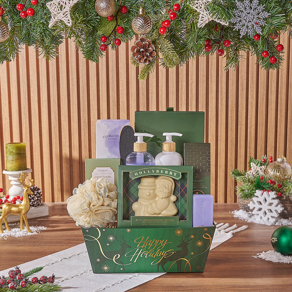 Christmas Relaxation Gift Set, Christmas gift, Christmas, spa gift, spa, chocolate gift, chocolate, tea gift, tea, Montreal delivery