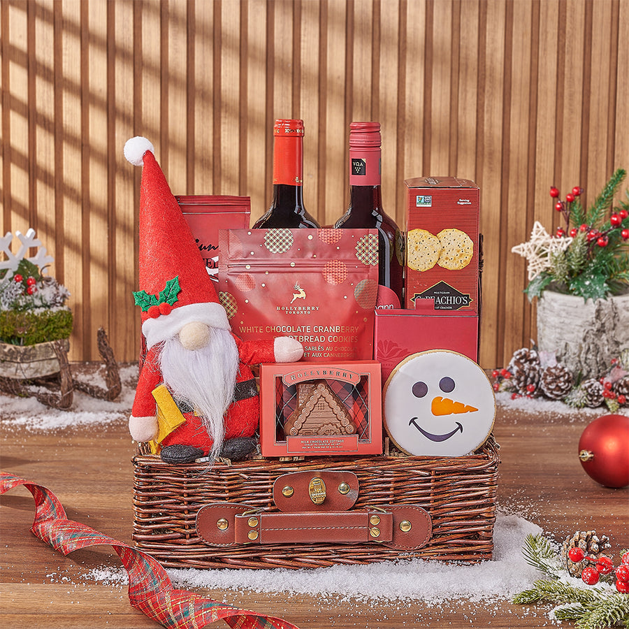 Christmas Wine Pairing Basket, wine gift, wine, chocolate gift, chocolate, christmas gift, christmas, Montreal delivery