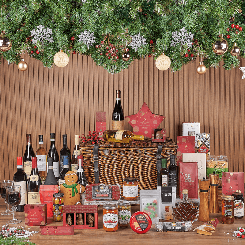 Christmas Wine & Treat Extravaganza Basket, christmas gift, christmas, wine gift, wine, chocolate gift, chocolate, Montreal delivery