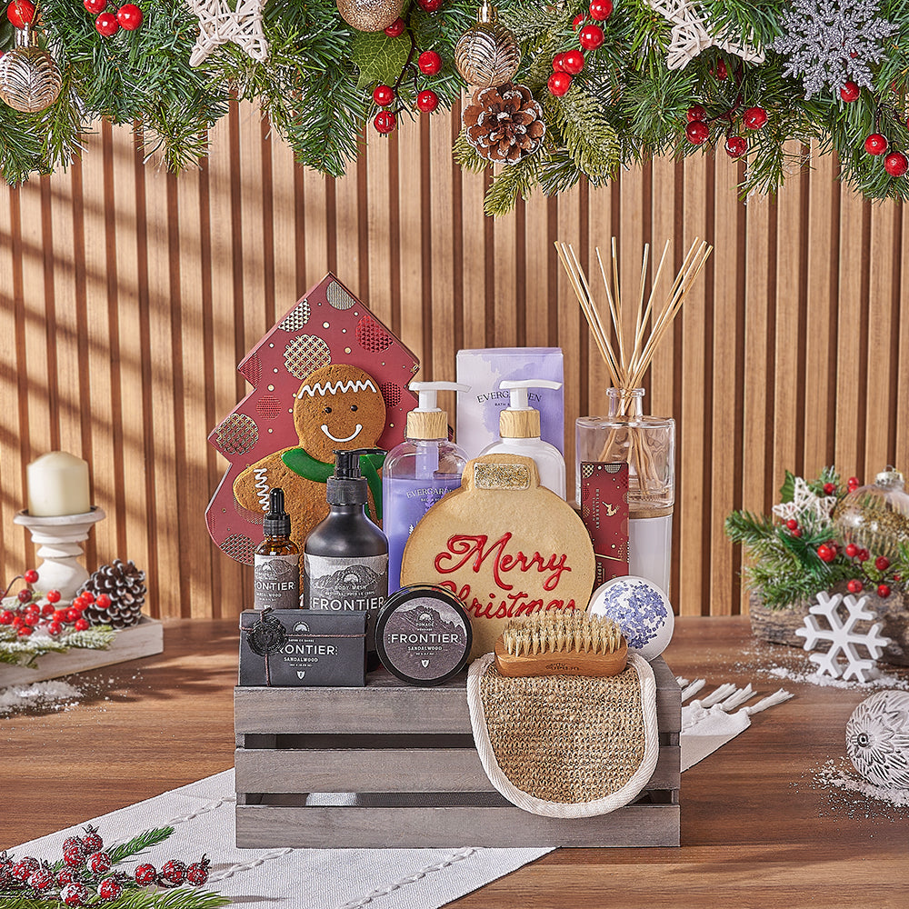 Complete Christmas Spa Gift Crate, Christmas gift, Christmas, spa gift, spa, chocolate gift, chocolate, Montreal delivery