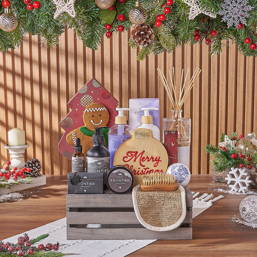 Complete Christmas Spa Gift Crate, Christmas gift, Christmas, spa gift, spa, chocolate gift, chocolate, Montreal delivery