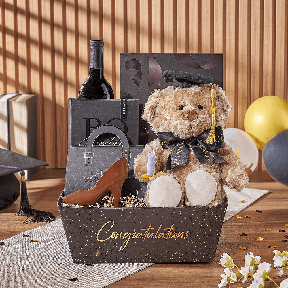 Congrats Grad! Wine Gift Set, graduation gift, graduation, wine gift, wine, chocolate gift, chocolate, Montreal delivery