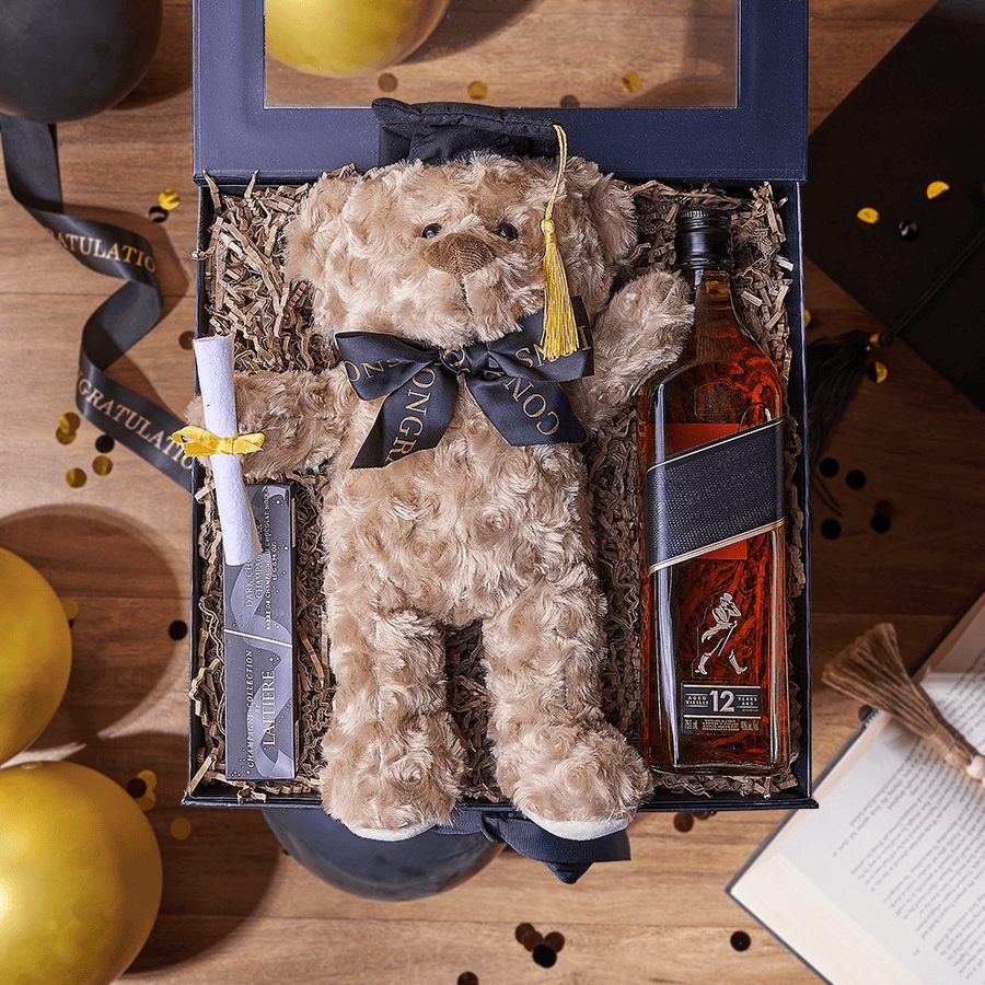 Congratulations Grad Liquor Box, liquor gift, liquor, chocolate gift, chocolate, graduation gift, graduation, Montreal delivery