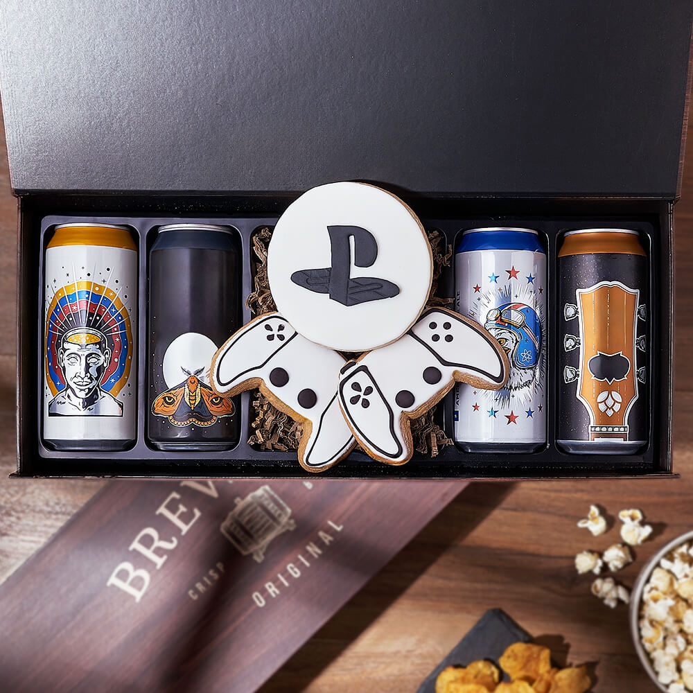Craft Brew &amp; Gaming Gift Set, beer gift, beer, gaming gift, gaming, cookie gift, cookie, Montreal delivery