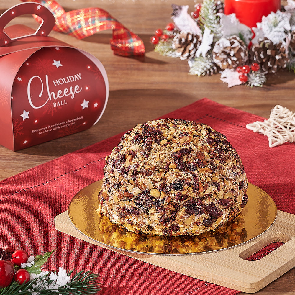 Holiday Cheese Ball with Bamboo Board – how the gift is presented